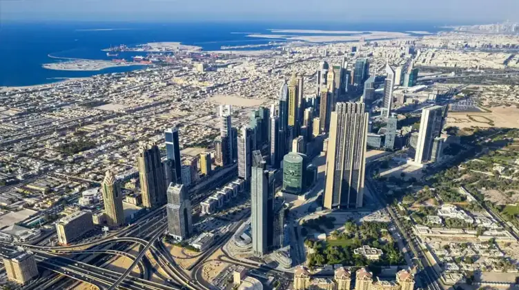 Aerial view of Dubai's business districts