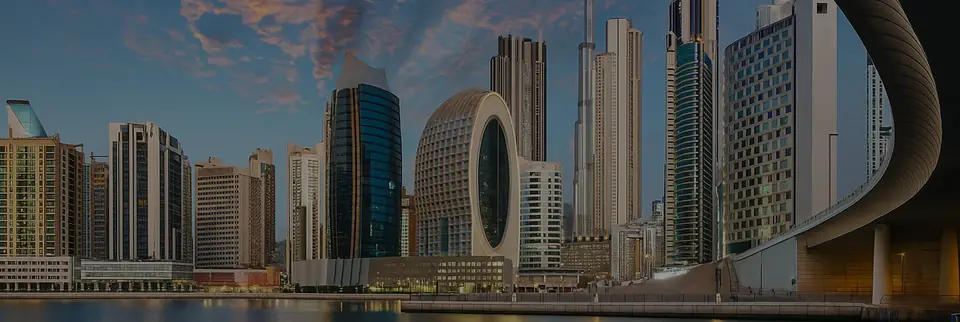 Dubai skyline at sunset